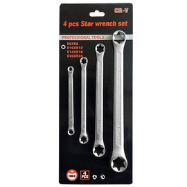 P1TOOLS 4-Pcs Star Wrench Set E-Torx Box Wrench Set Tork E-Ring Spanner Set E6 E8 E10 E12 E14 E18 E20 E24