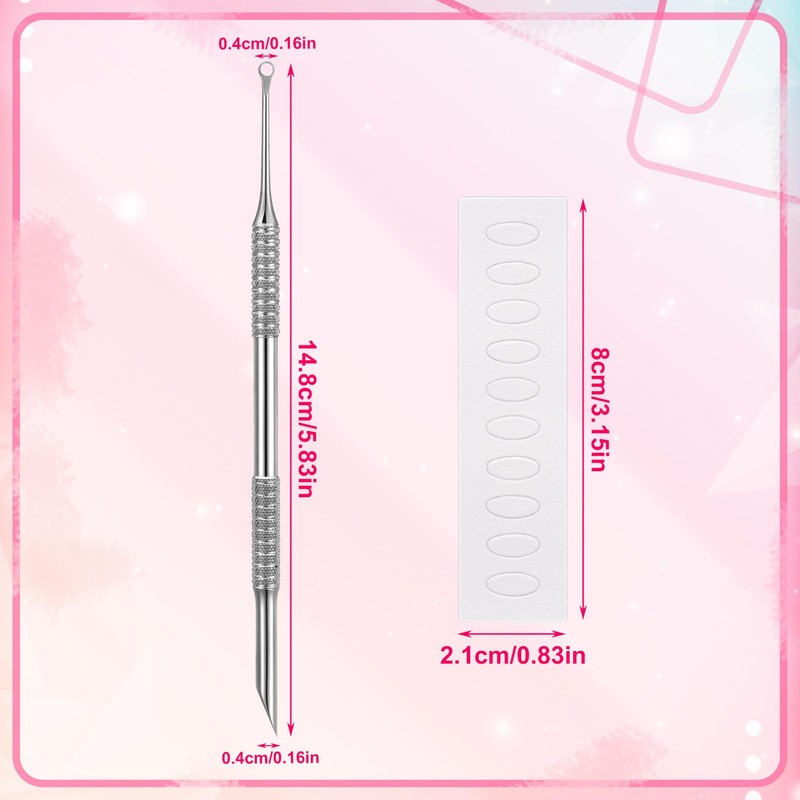 2-in-1 Cuticle Sticks, Stainless Steel Cuticle Pusher Tool with 10