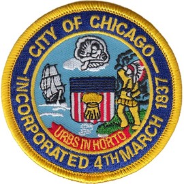 City of Chicago Seal Patch: Blue Border, Size 3" - Small