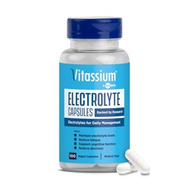 Vitassium Cápsulas de Electrolito Suplemento de Sodio y Potasio Apoya Manteniendo los Niveles De Salud, Libre de Gluten Sin Preservativos, Sin Sabor - Contiene 100 Cápsulas