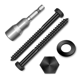 (8-Set) 3/8 x 4 Lag Bolts for Wood, Stainless Steel Heavy Duty Hex Head Lag Screws, Commercial/Industrial Grade 3/8 Bolts, Mounting Screws Bolts Kit, Black Oxided by Marysino