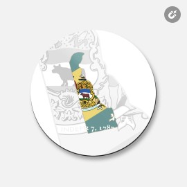 Unbranded Delaware USA State Map Flag | 4'' X 4'' Round Decorative Magnet