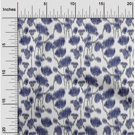 oneOone Cotton Cambric Fabric Floral Ikat Print Fabric by The Meter 56 Inch Wide