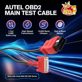 Autel Original OBD2 Main Test Cable, 5.6ft 1.7M, 16 Pin OBDII Diagnostic Test Cable, Work for Wired 808 Series, Fit OBD 2 Scanner MK808S MK808Z MX808S MK808 MX808 MP808S MP808 DS708 DS808 MS906