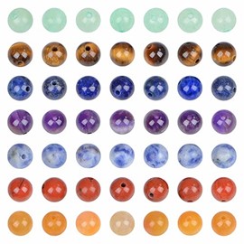 Bymitel 210pcs Natural Crystal Beads Stone Gemstone Round Energy Healing Loose Beads with Stretch Cord for Jewelry Making Bracelets Anklets (7-Colors Chakra, 4mm 210pcs)