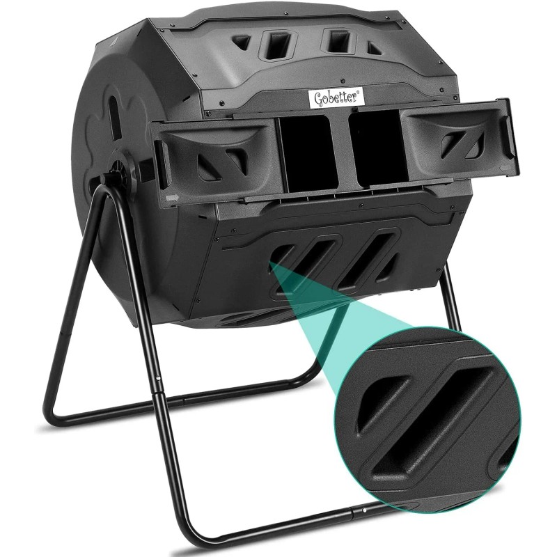 Gobetter Gobetter 45 Gallon Composting Tumblers Rotating Bin Outdoor with