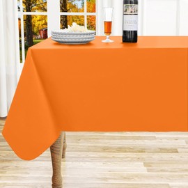 homing Rectangle Vinyl Tablecloth, Waterproof Spillproof Plastic Flannel Backed Table Cloth, Wipe Clean Table Cover for Dining, Buffet Parties and Camping (Orange, 52" x 70")