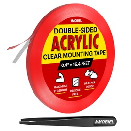 MMOBIEL Double-Sided Mounting Tape Acrylic – 16.4ft x 0.4in Indoor/Outdoor Adhesive - Heavy Duty Removable Clear Nano Tape - Picture Hanging Wall Tape, Carpet Fix Rug Tape, Waterproof - incl. Tweezer