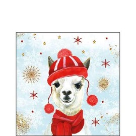 Ambiente Cocktail Napkin Winter Llama 25 x 25 cm Pack of 20