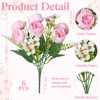 DEMIUKO 6 Bunches Peony Artificial Flowers Small Bouquets Pink Wedding