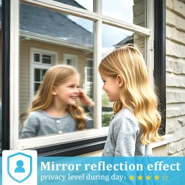 Coavas Window Privacy Film One Way, See Out Not in Windows Tint for Home, Mirror Reflective Blocking Sun Heat Glass Coverings UV Static Cling, 45x157.4 Inch