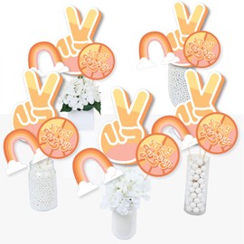 Big Dot of Happiness Stay Groovy - Boho Hippie Party Centerpiece Sticks - Table Toppers - Set of 15