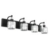 Ralbay Black Crystal Vanity Light Fixtures 4 Light Crystal Bathroom