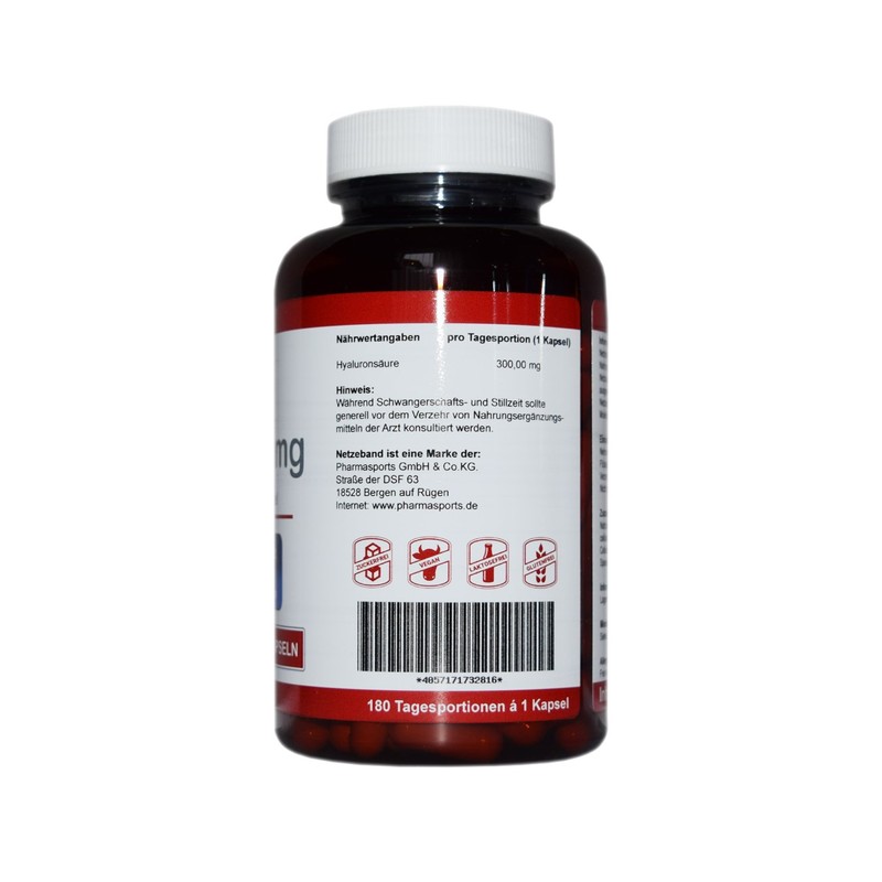 Premium Hyaluronic Acid Capsules, 300 mg per Capsules |180 Hyaluronsaeure
