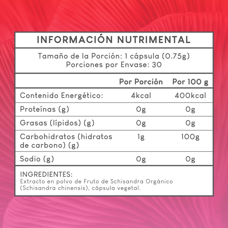 Schisandra 30 Cápsulas de 750 mg. | Adaptógeno | Equilibra