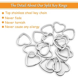 30Pcs Heart Shaped Split Key Rings,Crafts DIY Keychain Metal Key Rings for Home Car Office Organization,Arts & Crafts Projects, Lanyards