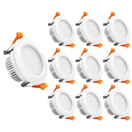 YGS-Tech 3 Inch LED Recessed Lighting, Dimmable Downlight 5W(40W Halogen Equivalent), CRI80, 5000K Daylight White, Ceiling Light with LED Driver(10 Pack)