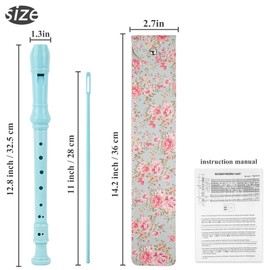 Haecsfl Recorder Instrument for Beginner Kids Adults,8-Hole Soprano Descant Recorder Music Flute with with Cleaning Rod & Leather Case For School Student Home Entertainment(2-Blue Rose)