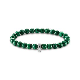 Thomas Sabo Green Stone Charm Bracelet 925 Sterling Silver X0284-475-6, Sterling Silver, No Gemstone