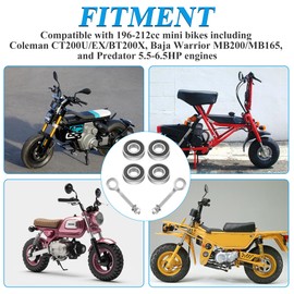 JOYYANGFANG Go Kart Front/Rear Wheel Bearing Kit for 196-212cc Mini Bikes ATVs Fits Coleman CT200U/EX/BT200X Baja Warrior MB200 Predator 6.5HP Engines (6202RS Spec)