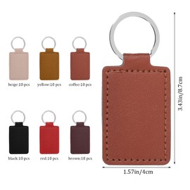 YUXIANLB 60PCS Leather Keychain Blanks Bulk, Lasable Engravable Blanks PU Key Fob Kit with Key Rings, Rectangle Leather Keys Chain Keys Tag for Laser Engraving Keychain Making DIY Customized Craft