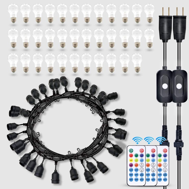 Outdoor String Lights, 96FT Multicolor LED Dimmable RGB with Remote