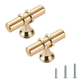 Ymaiss 12 Packs Cabinet Knobs T Bar Kitchen Dresser Knobs Drawer Pull Handles Single Hole Knobs Hardware for Drawer Dresser Cupboard Wardrobe (Gold)
