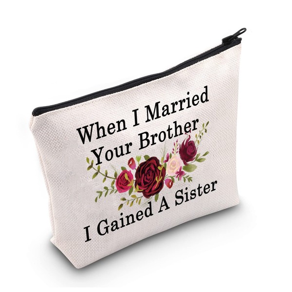 LEVLO Best Sister in law Gifts When I Married Your Brother I Gained A Sister Makeup Bags Groom’s Sister Gifts (Gained A Sister-2)