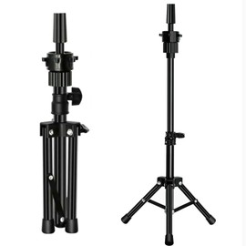 SK-QACD mannequin head Stand Tripod for Hairdresser Practice Style Display Human Hair Mannequin Head Manikin Cosmetology Doll Training Head Mini Adjustable Metal Holder(Black)