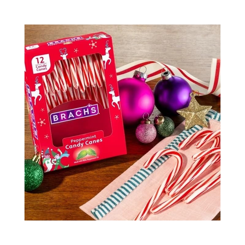 Brachs Peppermint Candy Canes - Individually Wrapped Bulk Christmas Candy