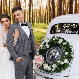 Just Married Car Sticker, Just Married Car Decals Sign Wedding Car Decorations Wedding Just Married Car Window Stickers for Honeymoon Wedding