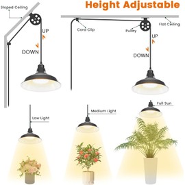 MYSWEETY Hanging Grow Light, Full Spectrum Hanging Plant Lights for Indoor, Vintage Decorative Grow Lights with 16.4FT Power Cord, Plug in Pendant Light with Adjustable Pulley for Plants, Flowers (1)