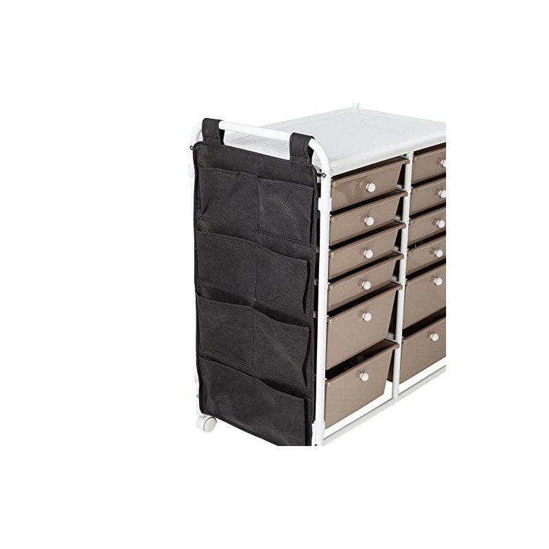 CIBERS Metal Rolling Storage Cart with Side Pockets ，12-Drawer