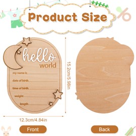 Gosknor Wooden Baby Announcement Sign, Baby Announcement Plaque Newborn Baby Name Board Hello World Baby Sign Birth Announcement Sign for Photo Props Baby Shower
