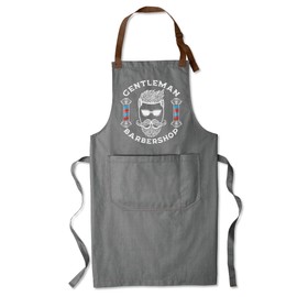 TEEAMORE Barber Apron Hairdressers Men Hair Stylist Salon Aprons Two Big Pockets Grooming Barbershop AshGrey D2