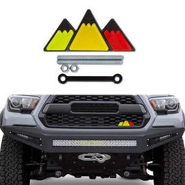 HEVLE Car Tri-Color Grille Emblem, Car Truck Label, 3 Color Snow Mountain Sticker, Car Bumper Triangle Badge Decal, Car Decoration Accessories Universal Fit for Tacoma (Red)