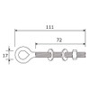 AII ST Long Eye Bolt, Connecting Bracket, Silver, M8x80mm, Architecture,