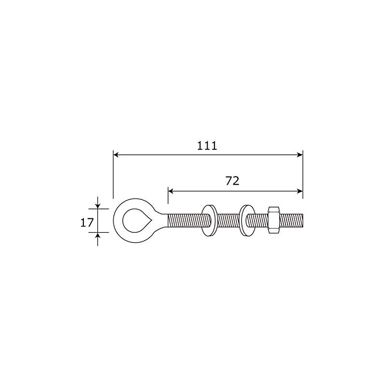 AII ST Long Eye Bolt, Connecting Bracket, Silver, M8x80mm, Architecture,