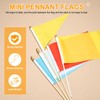 PATIKIL 8x3 Inch Green Blank Stick Flag, 12Pcs Handheld Solid