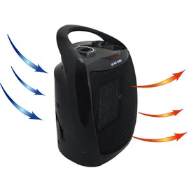 Vie Air Portable 2-Settings Ceramic Heater with Adjustable Thermostat, 1500W, Black