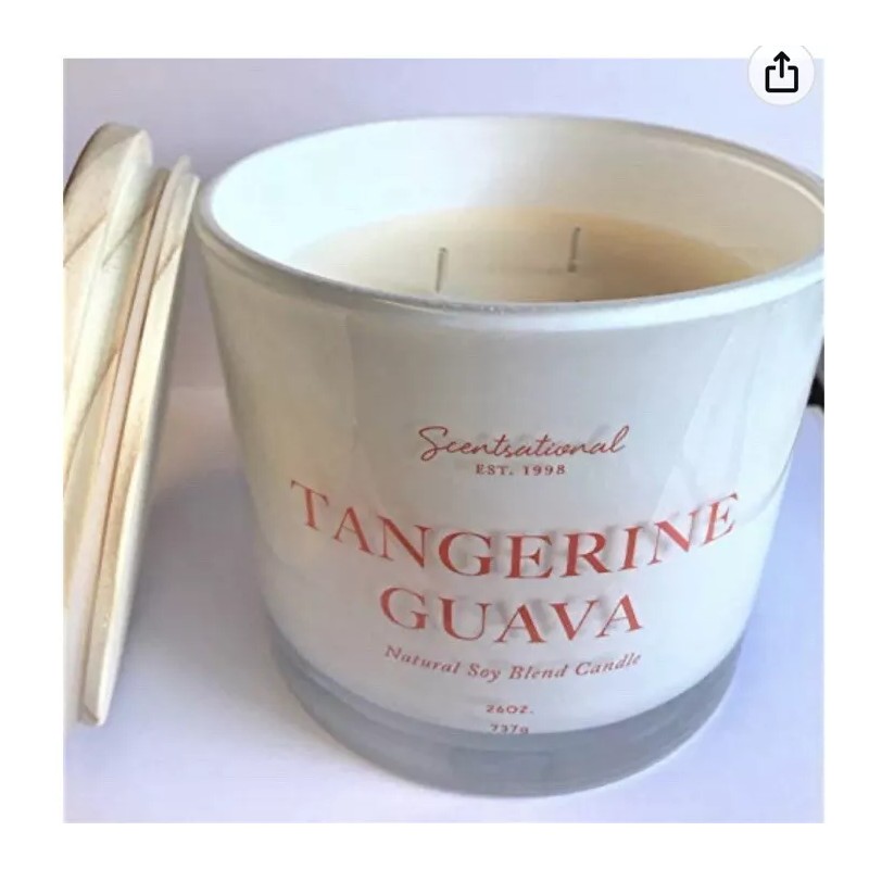 Scentsational Tangerine Guava Candle Large Glass Jar 26oz Soy Blend