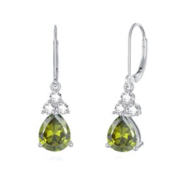 Seiyang Peridot Birthstone Dangle Drop Earrings for Women 925 Sterling Silver Teardrop Green Gemstone August Birthstone Leverback Earrings Birthday Jewelry Gifts for Her