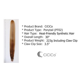 CiCiCa –“PT02”, Synthetic Ponytail Extension with Jaw/Claw Clip and Drawstring, 30 Inches Extra Long Layered Straight Ponytail, Mixed Dark Blonde and Golden Blonde Ponytail, YAKI Texture Heat-Resistant Hairpiece Pony for Women.