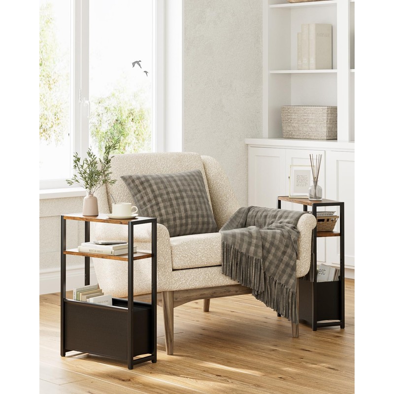 Apetaccat Narrow Side Table End Table, 3-Tier Side Table with