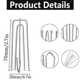 RNXSIB Pack of 20 Stainless Steel Curtain Hooks, Metal Curtain Hooks, Curtain Hooks, Curtain Hooks with 4 Prongs, Curtain Hooks for Window Curtains, Door Curtains and Shower Curtains