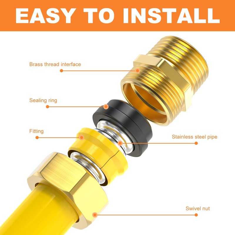 GASHER 1/2" Propane Fittings, Brass Natural Gas Quick Connect Adapter