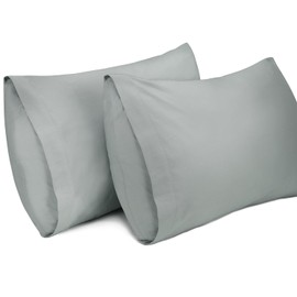 Lirex 2 Pack Pillow Cases, 100% Cotton Breathable Pillowcases Pillow Covers, 50 x 75 cm Queen Size, Grey
