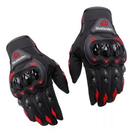 Bluelander Guantes Para Moto O Bicicleta Dedo Completo Negro-rojo