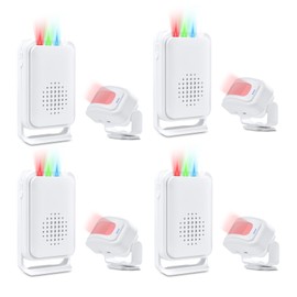 Door Alarm,NineLeaf Door Chimes When Door Opens,Motion Sensor,918ft Long Range,Anti-The,4-Color LED Light,17 Music 5 Volume Levels,Easy Installation,for Shops, Offices, Factories,Hotel,4PK