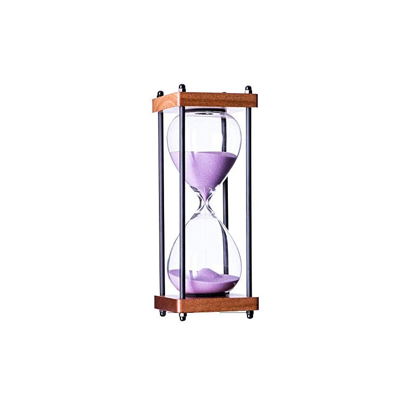 Large Hourglass Timer 60 Minute, Decorative Wooden Sandglass, Purple